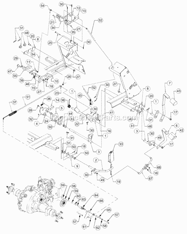 Brake And Control Pedals Diagram and Parts List for GT2521-48 13A-278M710 Cub Cadet Lawn Tractor